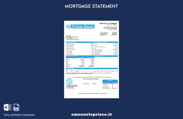 stile verificato Modello di estratto conto ipotecario Kenya Prime Bank Modello W